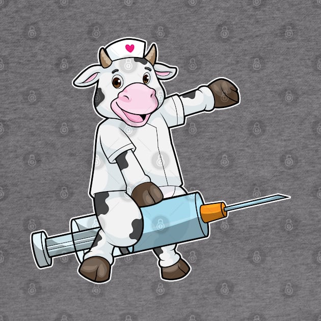 Cow as Nurse with Heart & Syringe by Markus Schnabel